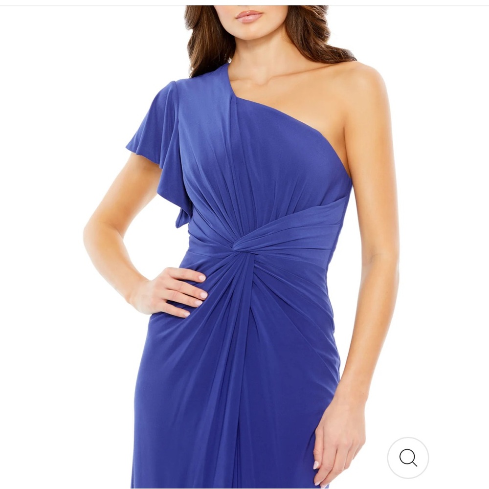 NWT Mac Duggal 12480 Women’s One Shoulder Midi Length Dress Magenta Size 6